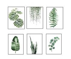 Póster de pared de la serie Bloomma Green Plant con impresión de lienzo para decoración de pared sin marco para el hogar, sala de estar, sofá, café, oficina, hotel, pintura decoración de pared, F, Large