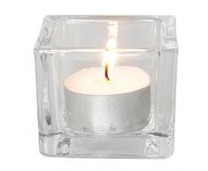 Olympia gm224 portavelas de cristal, cuadrado, claro (Pack de 6)