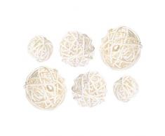 BESTOYARD Bolas de Ratán Mimbre Decoración para Mesa de Fiesta Boda Adorno para Ventana y Mesa Fiesta Año Nuevo Dia de San Valentin 3cm 4cm 5cm 15 Piezas (Blanco)