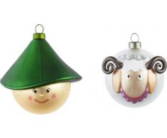 Alessi AJM14SET4 Pastorello und Pecorello - Decoración para el árbol de Navidad (2 piezas), diseño de pastor y oveja