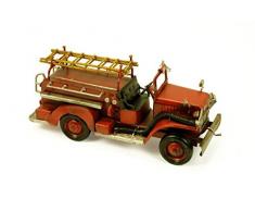 Figura Decorativa de Metal "Coche Antiguo de Bomberos". Vehículos. Adornos y Esculturas. Coleccionismo. 25 x 9 x 11 cm.