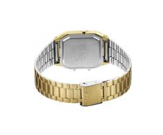 CASIO Collection AQ-230GA-9DMQYES - Reloj de caballero de cuarzo, correa de acero inoxidable color oro (con cronómetro, alarma)