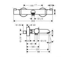 Hansgrohe 13114000 Ecostat Comfort termostato de bañera visto, caño 178mm, cromo