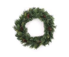 Decoración de Navidad - Corona de Navidad + piñas - Diámetro 60 cm - Color VERDE