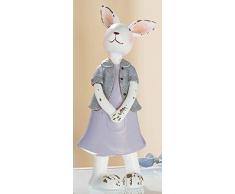 dekojohnson Figura Decorativa de Conejo de Pascua, Vintage, casa de Campo, Jardín, niña, decoración de Pascua, Color Blanco, Figura de Conejo, 17,5 cm de Alto