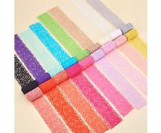 BENECREAT 18 colores 1 yarda cada tela de encaje elastico elastico 1.57 pulgadas de ancho del ajuste del cordon para diademas de ligas boda ramo de decisiones