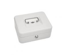 Wedo 200X - Caja metálica para dinero (2 llaves, soporte para monedas desprendible, acero soldado, tamaño 2), color blanco