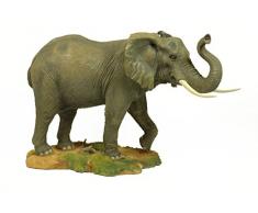 Figura Decorativa Africana Elefante con Cuernos Esculturas Resina. 46 x 26 x 31 cm.