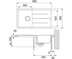 Franke Base BFG 611 – 86 piedra gris granito fregadero de fregadero – Grifo cocina empotrable