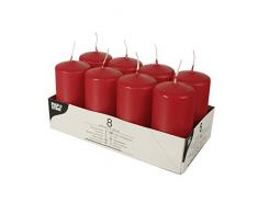 PAPSTAR Velas, parafina, rojo, 50 mm · 100 mm (paquete de 8), 20,2 x 10,3 x 10 cm (el embalaje del artÃculo puede variar ligeramente)