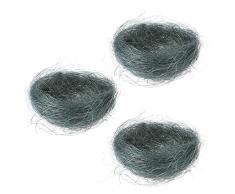 AMOSFUN 3 Unids Pascua Huevo Cesta Mini Nido Artificial Cestas de Almacenamiento de Pascua para Decoración de Huevos de Caramelo (Gris)