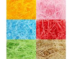 240 g Papel en Tiras de Cesta de Pascua de Multicolor Papel de Seda Raffia Hierba Papel Arrugado Rallado para Rellenar Caja de Regalo (Conjunto de Colores 6)
