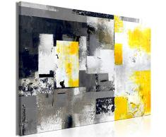 murando Cuadro en Lienzo Abstracto 90x60 cm 1 Parte Impresión en Material Tejido no Tejido Impresión Artística Imagen Gráfica Decoracion de Pared Gris Amarillo Blanco Negro a-A-0434-b-a