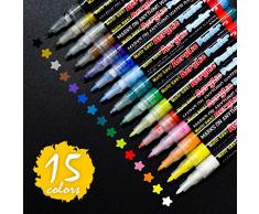 Aliyer - Rotuladores acrílicos, tinta permanente, en muchos colores, grosor de trazo de 0,7 mm, no tóxico, para pintar piedras, cerámica, vidrio, lienzo, tazas, madera y huevos de Pascua 15 Farbe