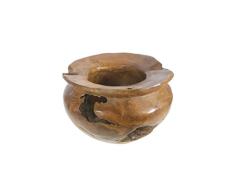 CAL FUSTER - Centro para Mesa jarrón de Madera Teca Maciza Irregular. Medidas: 20xØ30 cm.