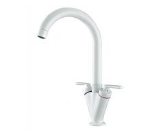 ENKI grifo mezclador monobloque y caño giratorio para cocina blanco RENO