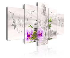 murando - Cuadro 200x100 cm - Buda - Abstracto - impresión de 5 Piezas - Material Tejido no Tejido - impresión artística - Imagen gráfica - Decoracion de Pared - Flores b-A-0020-b-n