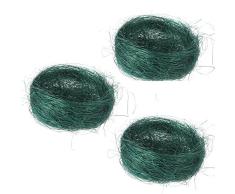 AMOSFUN 3Pcs Cesta de Huevos de Pascua Mini Nido Artificial Cestas de Almacenamiento de Pascua para Decoración de Huevos de Caramelo (Verde Oscuro)