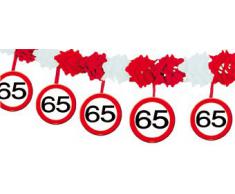 Folat Guirnalda de Papel con el número 65, señal de tráfico, Longitud 4 m, Material de Papel