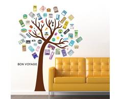 Walplus Equipaje Etiquetas Enorme Rosa Home Restaurante/Árbol de Navidad/DIY/Living Dormitorio autoadhesiva extraíble Pegatinas de Pared/calcomanías de Art/decoración, Azul Claro, 135 x 160 cm