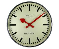 Roger Lascelles Reloj de pared estilo retro, color cromo