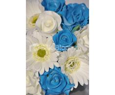 Turquesa y blanco puro fresco toques rosas y de la dama de honor de la boda ramo de Gerberas