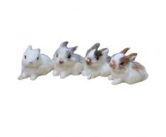 NUOBESTY 4 Piezas Realista Conejo Conejito Estatuilla Estatua Miniatura Conejito Juguete Adornos de Escritorio Regalos para Decoración de Fiesta de Pascua (Color Aleatorio)