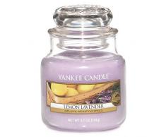 Yankee Candle Vela pequeña aromática en Tarro limón y Lavanda, Cristal, Morado, 6.3x6x5.5 cm