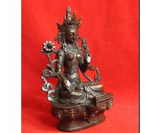 YUNHAO Estatua de buda de tibetano de bronce de 16,5 cm de alto, color verde