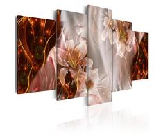 murando - Cuadro en Lienzo 200x100 cm Flores - Abstracto Impresión de 5 Piezas Material Tejido no Tejido Impresión Artística Imagen Gráfica Decoracion de Pared Azucena a-C-0047-b-n