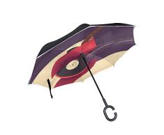 Mnsruu Paraguas invertido de Doble Capa con patrón de Guitarra roja, Paraguas Plegable, Resistente al Viento, protección UV, para Uso en Coche, Lluvia al Aire Libre, con Mango en Forma de C