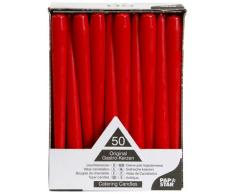 PAPSTAR 17960 - Velas para candelabro (50 Unidades, 2,2Â xÂ 25Â cm), Color Rojo