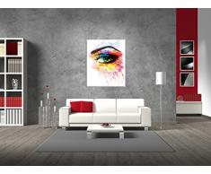 Deine bilder24. de – cuadro abstracto Mujer Ojo paddelsurf Multicolor sobre lienzo y bastidor. La mejor calidad, hecho a mano en Alemania., blau gelb weiß grün rot orange braun schwarz rosa, 110 x 70