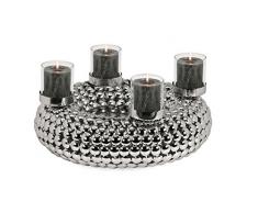 Edzard Corona de Adviento Bodo con Copas para Velas, Acero Inoxidable niquelado, Ø 36cm