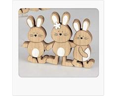 Formano - Figura Decorativa de Conejo de Pascua en 3 Grupos de Madera