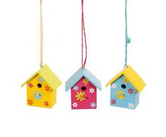 Casa de pájaros para colgar 3 modelos surtidos 5,5 x 3,5 x 7 cm Nuevo – Adornos de pascua