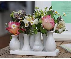 Home&Dekorations -VAS057- Florero de cerámica – Jarrón Decorativo para Bodas, Regalo, Buffet, Cocina, salón (Set de 7 jarrones Blancos).