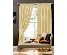 Cortina de seda sintética - Plain plisadas Cortinas con anillas y forro crema 66 x 228,6 cm