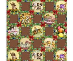 Mantel Hule Por Metro Pascua Huevos Pascua Conejo de Pascua TAMAÑO Y diseño SELECCIONABLE en Ovalado Rectangular redondo (140 x 260cm anguloso,k836-5)