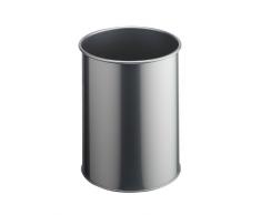 ATLANTA Waste Basket Metal Round 15 Papelera metálica, 15 L, Plata