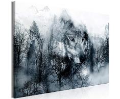 murando Cuadro en Lienzo Lobo 90x60 cm 1 Parte Impresión en Material Tejido no Tejido Impresión Artística Imagen Gráfica Decoracion de Pared Montanas Paisaje Azul Negro Blanco g-A-0140-b-b