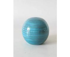POLONIO - Bola de Ceramica Azul de 14 Centímetros, Bola de Decoracion Jarron Decorativo Diseño Ideal para Salon, Sala de Estar Adorno para la Decoración Jarrón de Cerámica Decorativo