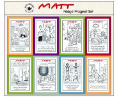 Matt by Matt Pritchard ECP Design Juego de 8 imanes para el frigorífico (vinilo), diseño de viñetas cómicas