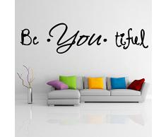 (60 x 16 cm) de vinilo adhesivo decorativo para pared con texto en inglés * you be * tiful/oveja de peluche con sonajero con diseño de raquetas de lámina de decoración de pegatina para ordenador portátil, para frigorífico,