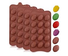 INTVN Moldes de silicona para huevos de Pascua para chocolate, 4 unidades, con 15 cavidades para repostería, repostería, repostería, repostería, Cocina, decoración