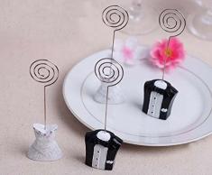 e-meoly Set de 5 pares resina titular de la tarjeta de lugar esposo/NOVIA tarjeta de estilo abrazadera soporte cuadro fotos de nota memo clip de tarjeta de nombre soporte para jardín boda fiesta Deco (esposo/NOVIA por par)