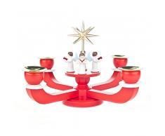 Adviento candelabro con Estrella y ángeles Rojo - 18 cm - Dregeno los Montes Estratégica Madera Sintética - Artículo 201/037