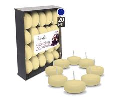Hyoola Premium Ivory Velas flotantes 5,1 cm – 4 Horas – 20 Unidades – Fabricado en Europa