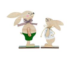 Diealles Shine Decoración Conejo de Madera Conejito de Pascua Juego de 2, Pascua Figura Conejo Adorno Mesa Pascua Decoracion para Pascua Decoración del Fiesta Hogar Habitación