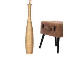 Leewadee Jarrón De Suelo Grande para Ramas Secas Decorativas Florero Alto De Piso Decoración Casa 75 cm, Madera de Mango, Dorado